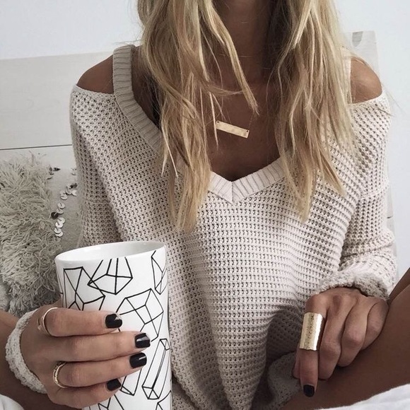 Free People Sweaters - Free People Moonshine Cold Shoulder V Neck Sweater